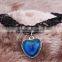 Silver Plated Alloy Bottom Glass Stone Heart Necklace for Girlfriend