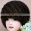 knitted mink fur hat for winter