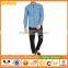 100% Cotton Casual Long Sleeve Bule Blouse Slim Denim Shirt For Men                        
                                                Quality Choice