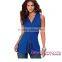 Open Sexy Girl Full Photo White Asymmetric Ruffle Side Peplum Indian Tops Designs