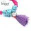 Fashionable lucky pink beads tassel elastic bracelet jewelry for women friends gift best choose 2016