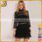 Wholesale Black Premium Lace Panel Tiered Mini Dress For women