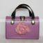 Hanging Purple Leather Cosmetic Bag With Yellow Flock Inner