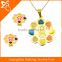 New Smile Flower And Colorful Imitation Stainless Steel Necklace And Earring Jewelry Sets