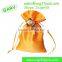 Orange Satin Drawstring Bag with Mini Bow