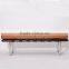 China Furniture Stores Factory Modern Leather Back Wooden Barcelona Bench