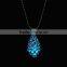 Hollow Water Drop European Atlantis Silver Glow In Dark Locket Pierced Pendant Luminous Statement Chocker Necklace For Women