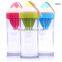 350ml plastic water bottle fruit infuser with pen shape leak proof lid