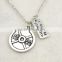 Antique Silver Plated Vintage Circle 45LBS 20.4KG Weight Plate And I Choose Strength Sports Charm Necklace