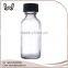 1oz Clear Boston Round glass Bottle with Black Cap