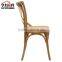 Cane seat brown color X back chair for resturant use cross back wooden chair