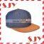 Flat bill custom leather patch suede snapback hat