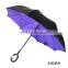 Plain color double layer reverse umbrellas