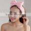 2 Pcs Flannel Women Elastic Bowknot Towel Headband Hairlace for Face Washing Makeup Cosmetic Shower Pink and Blue