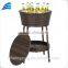 Outdoor patio PE rattan wicker ice bucket cooler with tray&stand