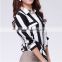 Women's Fashionable direct manufacturer long sleeves office striped blouse white black
