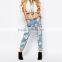 light blue fashion ripped jeans women with star print