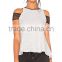 MGOO Hot Sale Women Sportswear Mesh Tank Top Women Contrast Mesh Sport Top With Shoulder Cuffs
