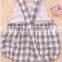 Soft Cotton Unisex Romper Newborn Grey Gingham Pattern Infant Baby Romper