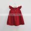 Plain Flutter Ruffled Sleeves Girls Red Dress First Christmas Baby Girls Dresses