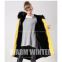 2017 Top Selling Long Style coat , black big faux fur collar,yellow lamb wool for parka,
