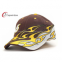 Flame Embroidery Racing Baseball Caps With White Sandwich Mesh