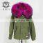 ladies winter overcoat army green parka real fox fur with hood