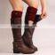 Pacthwork Color Button Knitting Leg Warmers BootToppers Cuffs