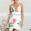2017 spaghetti strap v neck floral women sexy bodycon dress
