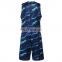 Custom school men blue camo basketball uniform design wholesale in china