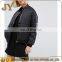 Women Apparel 2017 Black Padded Cotton Satin Bomber Jackets with Baseball Collar JYABF006
