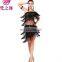 Plug Size 3pcs Sexy Tassel Performance Latin Fringe Dance Dress L-7078#