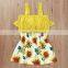 Explosion style yellow sling top sunflower skirt suit