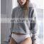 Custom Logo Drawstring Cotton Hooded Pullover Pure Color Short Sweatshirt Crop Top Hoodies