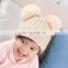 New Winter Baby Hats knitted Warm Turban hats with two balls Cute Children Boys Girls Stretchy Beanie Hat Solid color