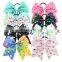 8Inches Girl Hairbands Children Unicorn love heart print Hair band with bow