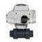 UPVC 2 inch Two Ways Motorized Electric Ball Valve Double Union Fitting Modulating Type 4-20mA