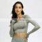 2 Piece Gym Set Women Seamless Long Sleeve Crop Top And Leggings Yoga Gym Wear Set