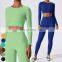 Sportswear T Shirt Custom Crop Tops Running Workout Quick Dry Shirts Fitness Top Long Sleeve Ribbed Seamless Yoga Shirt Women