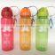 Hot sell 2016 single wall plastic sport water bottles outline with carabiner