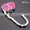 Rose Red Color Shimmering Powder Butterfly Shaped Zinc Alloy Metal Foldable Portable Promotional Bag Hook