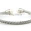 2015 Unisex Stainless Steel Mesh Bangle bracelet with white peal