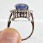 14x11MM Blue Star Sapphire Ring Lab-Created Sterling Silver 92.5 Size 7