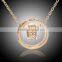 Gold Women Metal Ring Stick Pendant Charming Necklace