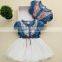Wholesale Flower Girl Kids Toddler Baby Princess Party Denim Lace Tulle Skirt