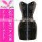 Bright Black Pvc Dress Women Leather Corset,Zipper Leather Lingerie Dress Corset 2016