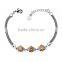 Wholesale raw brass white gold plated bracelet inlaid light brown cubic zirconia