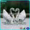 Decorative charming laser crystal purple swan for wedding favor pink crystal swan pair