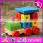 New design toddlers building blocks wooden pull train toy W05C072