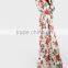 Women Clothing/women Dresses/Rose Print Cuffed Long Sleeve Belted Wrap Dress